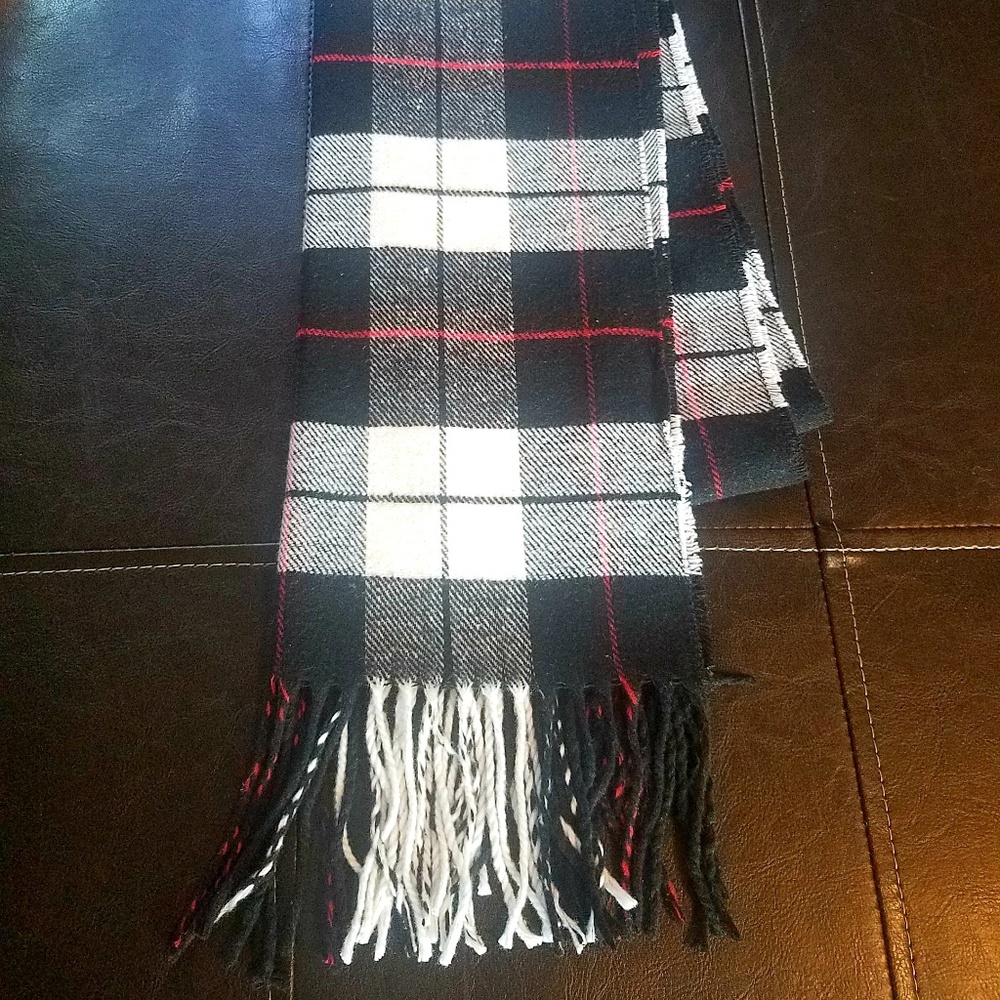 Black and white with red accents scarf
